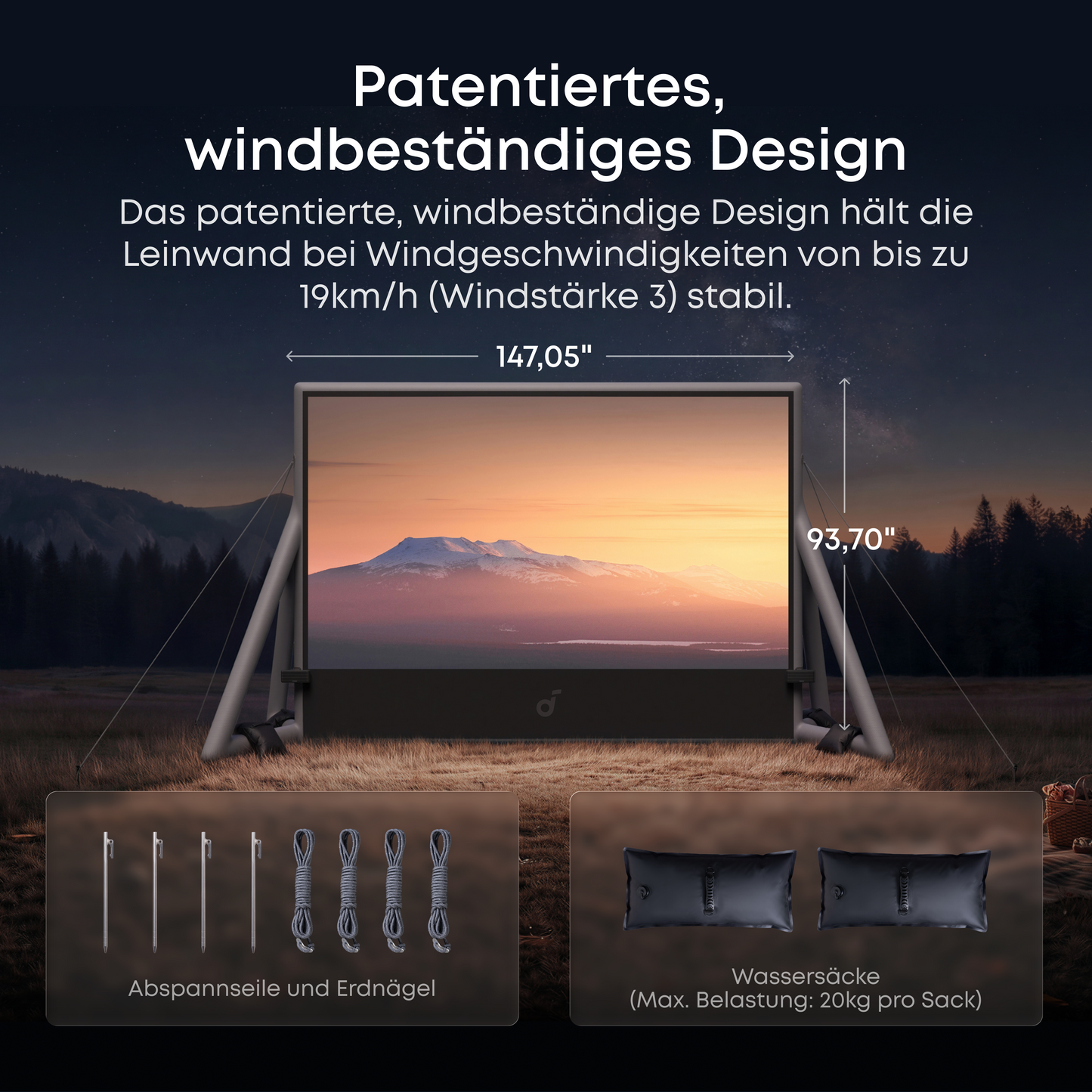 soundcore Nebula 120 Zoll aufblasbare Heimkino-Leinwand