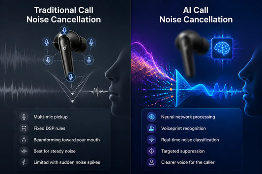 traditionelle Call Noise Cancellation vs AI Call Noise Cancellation
