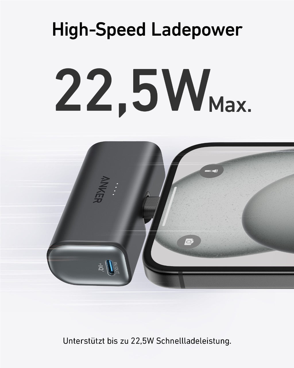 Anker Nano Powerbank (22,5W, integrierter USB-C Konnektor)