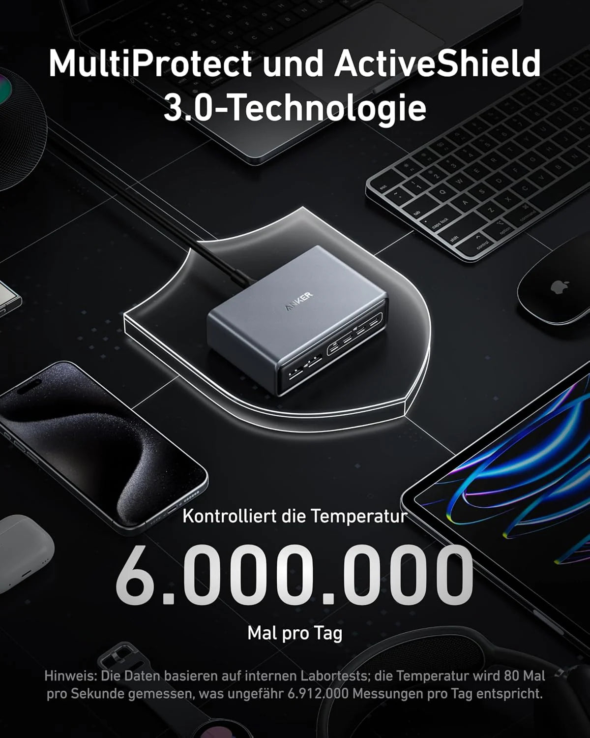 Anker Prime Ladegerät (200W, 6 Ports, GaN)