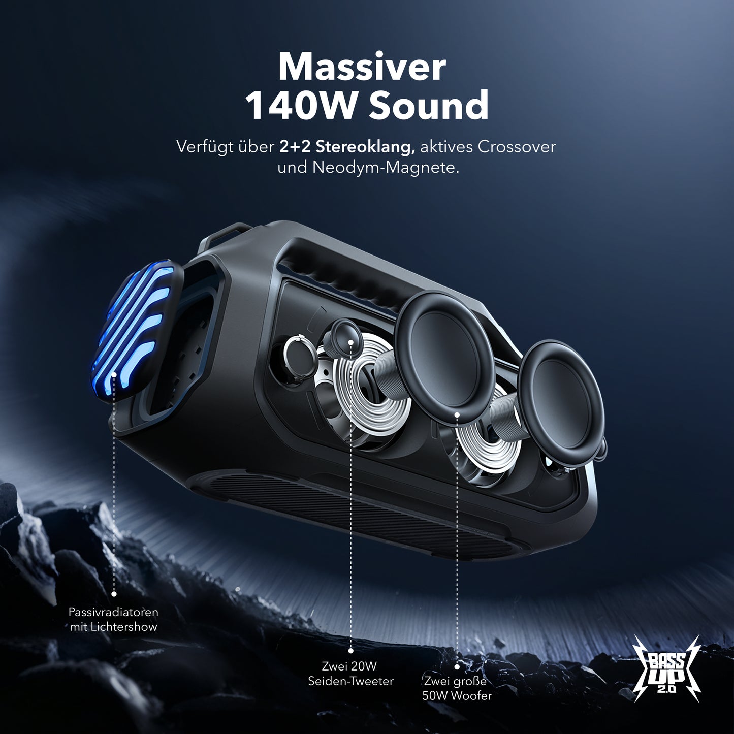 Boom 2 Plus | Bluetooth-Lautsprecher mit mächtigem Bass für Draußen