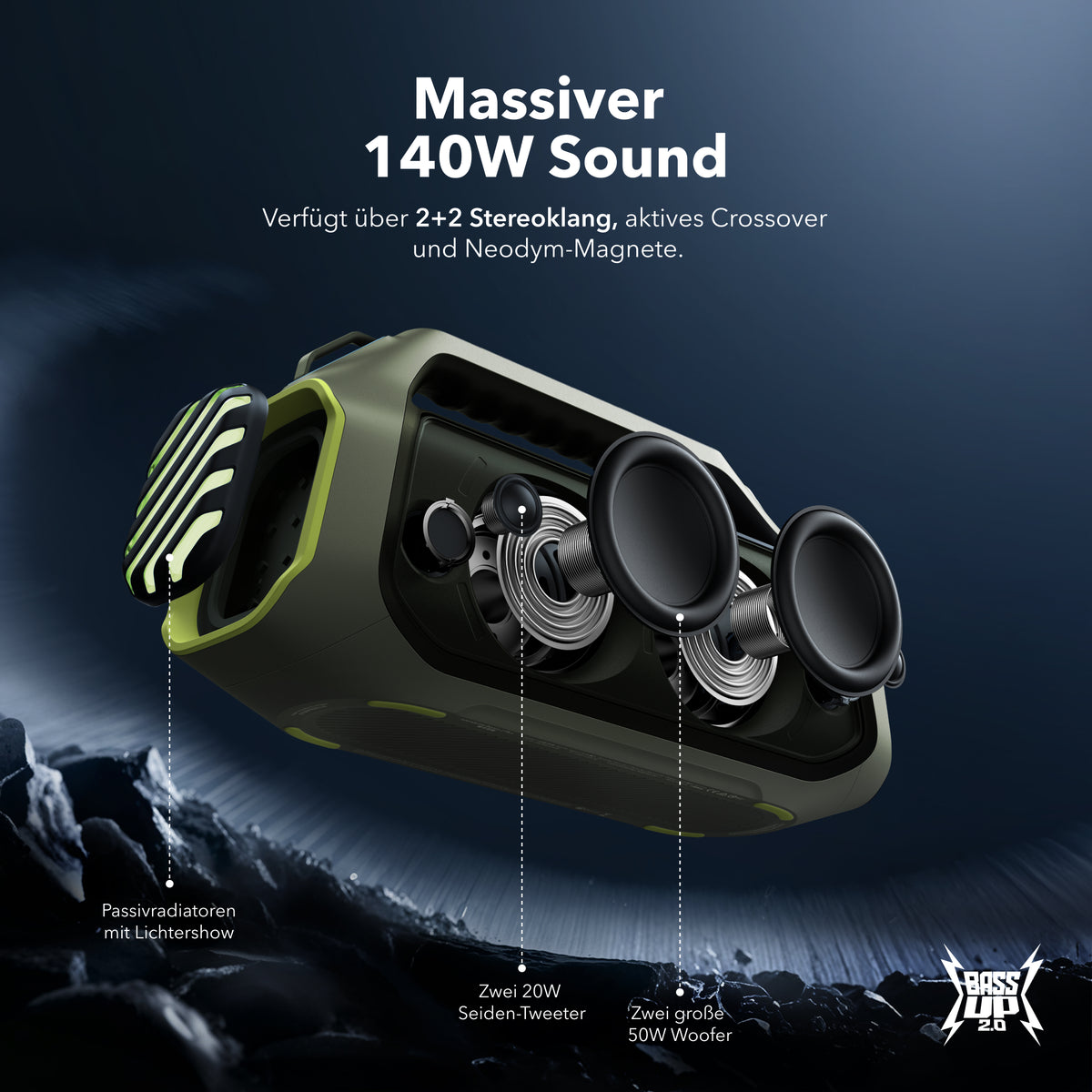 Boom 2 Plus | Bluetooth-Lautsprecher mit mächtigem Bass für Draußen