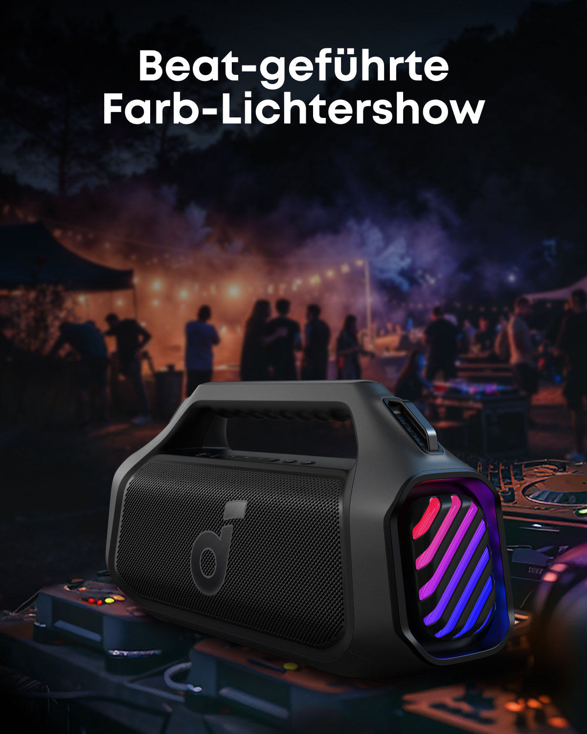 Boom 2 Plus || Bluetooth-Lautsprecher mit mächtigem Bass für Draußen + eufy Festinstallierte Außen‑Lichterkette E22