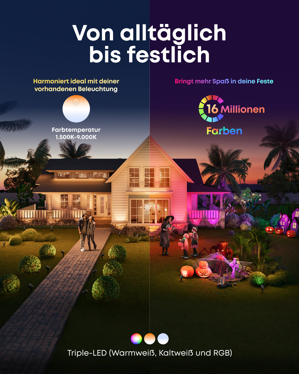 Boom 2 Plus || Bluetooth-Lautsprecher mit mächtigem Bass für Draußen + eufy Festinstallierte Außen‑Lichterkette E22