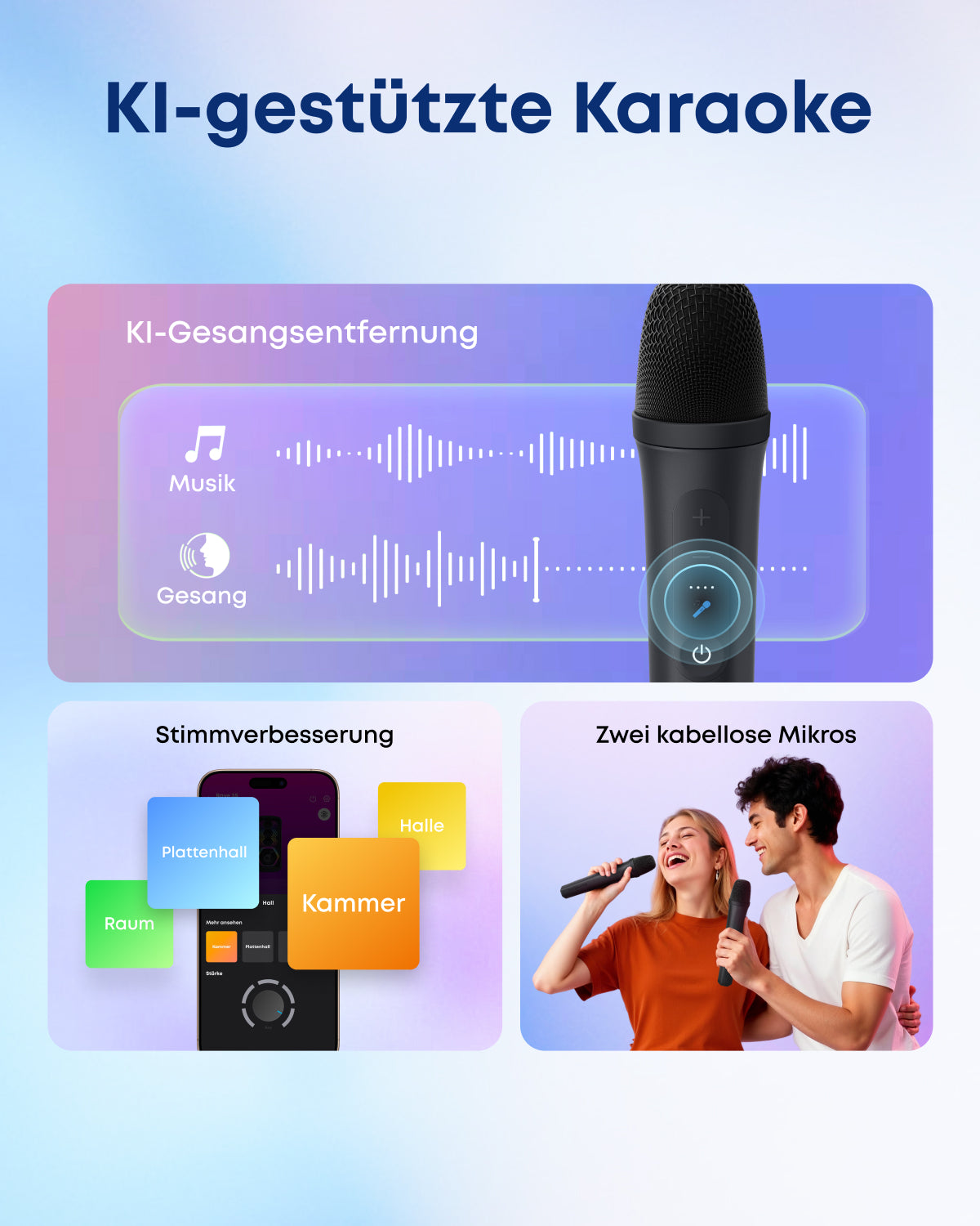 Rave 3S | KI Karaoke Party-Lautsprecher mit 200W Sound + eufy Festinstallierte Außen‑Lichterkette E22