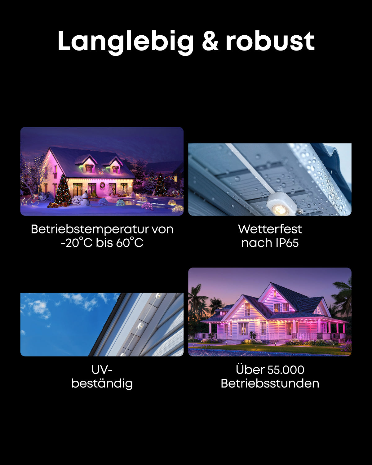 Rave 3S | KI Karaoke Party-Lautsprecher mit 200W Sound + eufy Festinstallierte Außen‑Lichterkette E22