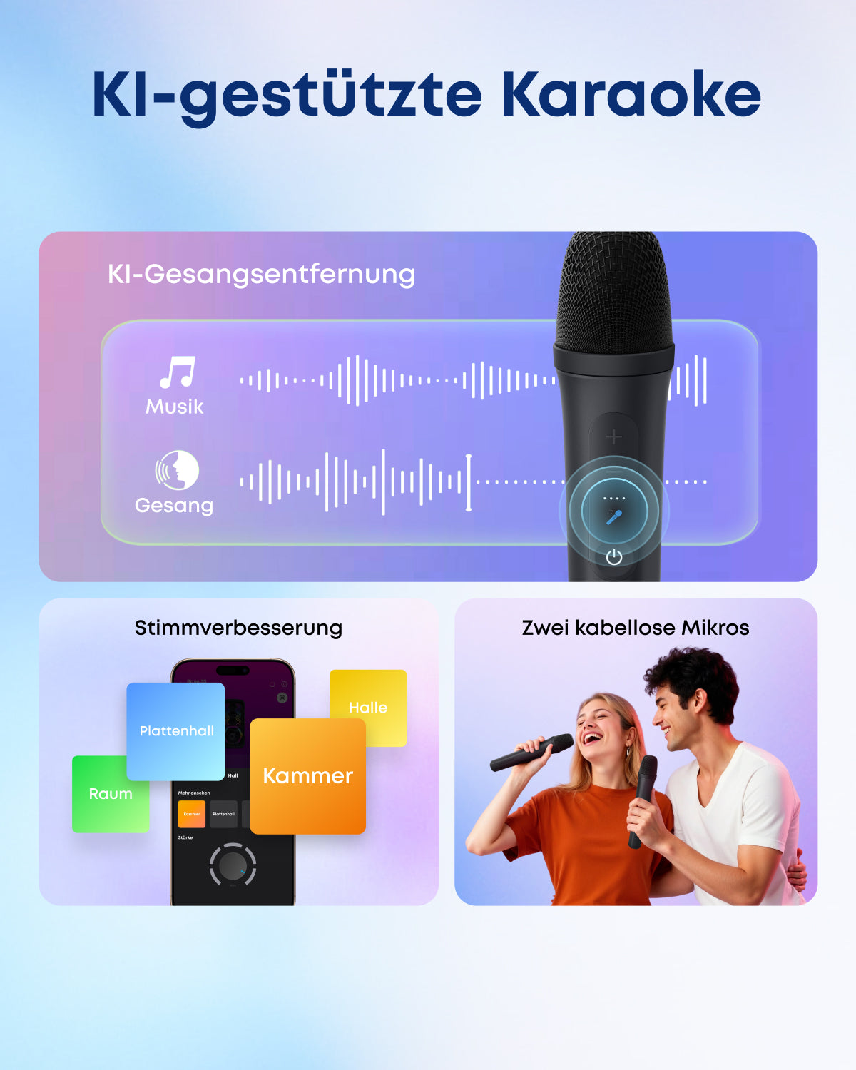 Rave 3S | KI Karaoke Party-Lautsprecher mit 200W Sound + eufy Zimmer-Stehlampe E10