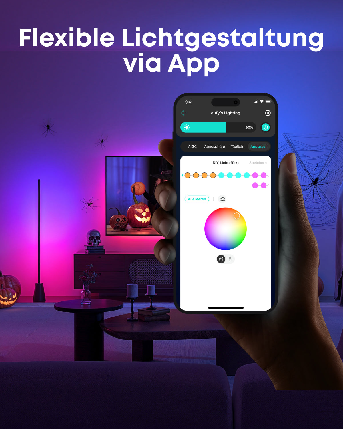 Rave 3S | KI Karaoke Party-Lautsprecher mit 200W Sound + eufy Zimmer-Stehlampe E10