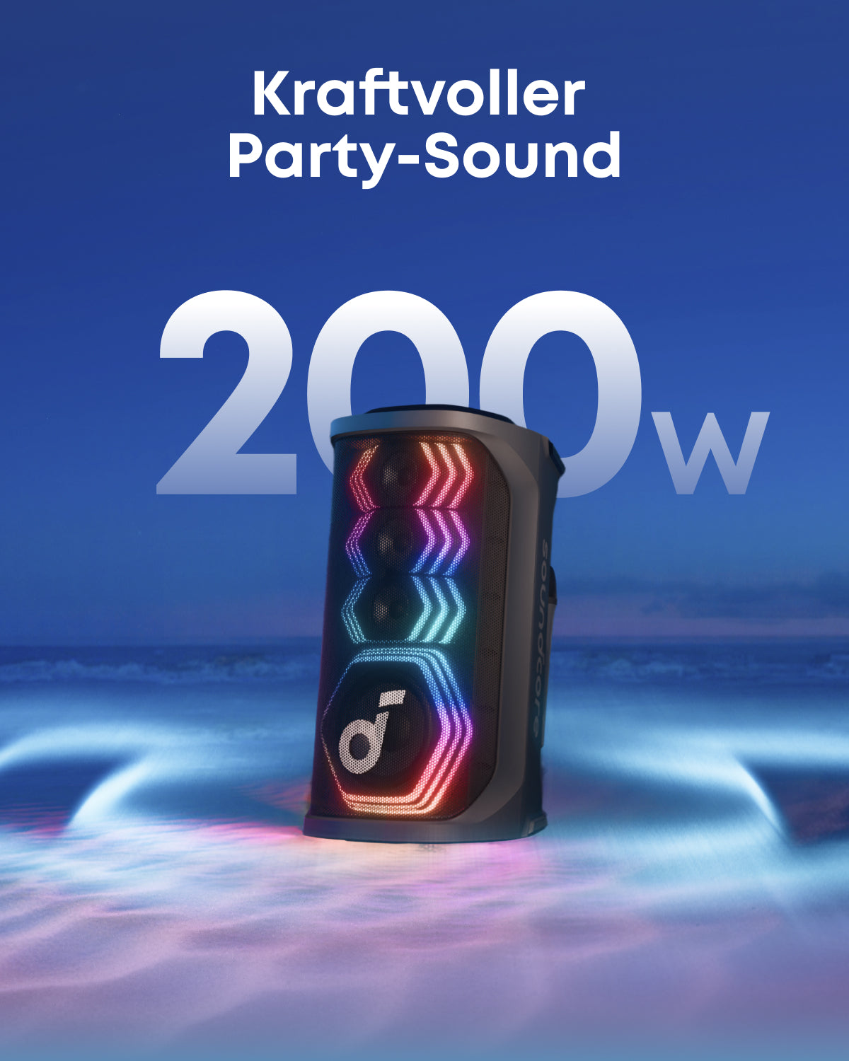 Rave 3S || KI Karaoke Party-Lautsprecher mit 200W Sound + 2x eufy Zimmer-Stehlampe E10