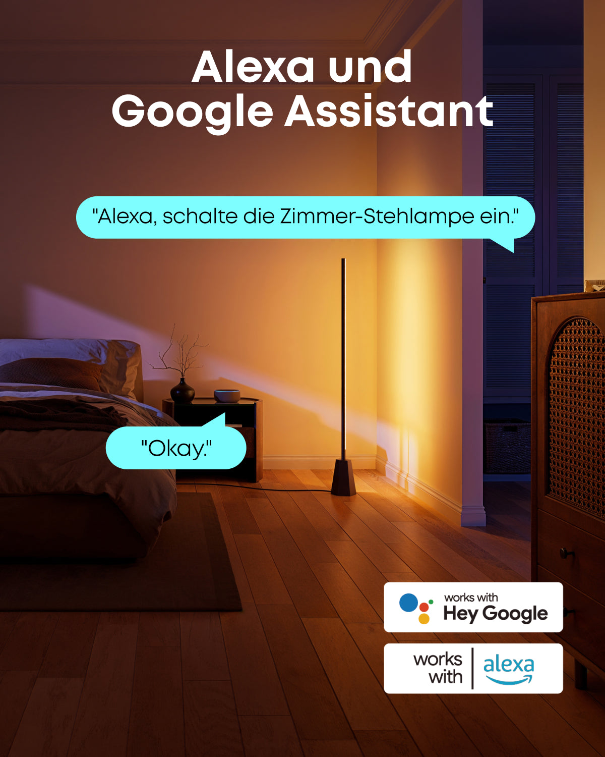 Rave 3S || KI Karaoke Party-Lautsprecher mit 200W Sound + 2x eufy Zimmer-Stehlampe E10