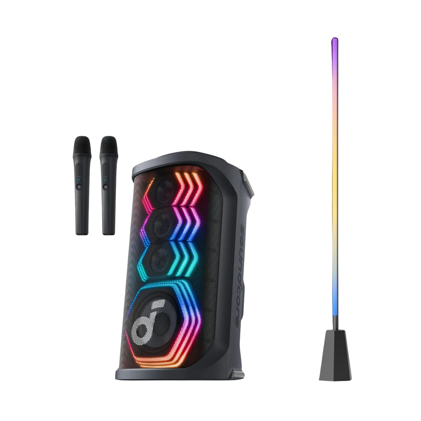 Rave 3S | KI Karaoke Party-Lautsprecher mit 200W Sound + eufy Zimmer-Stehlampe E10