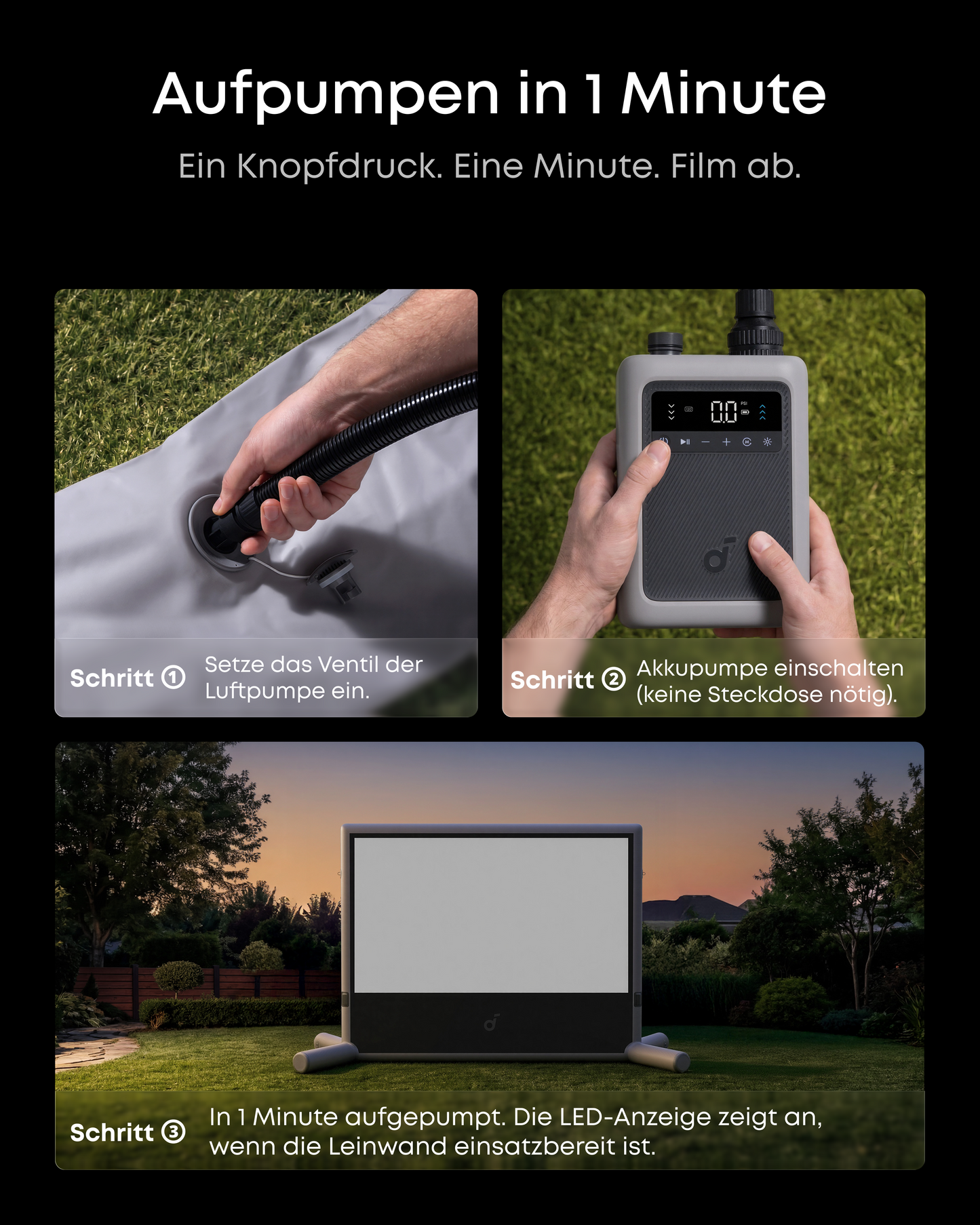 soundcore Nebula 120 Zoll aufblasbare Heimkino-Leinwand