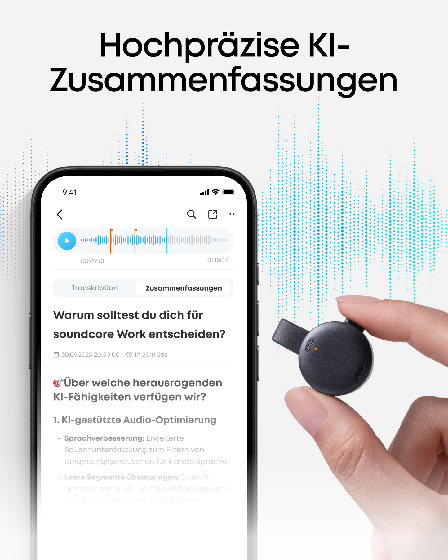 soundcore Work | Der erste KI-Sprachrecorder in Münzgröße