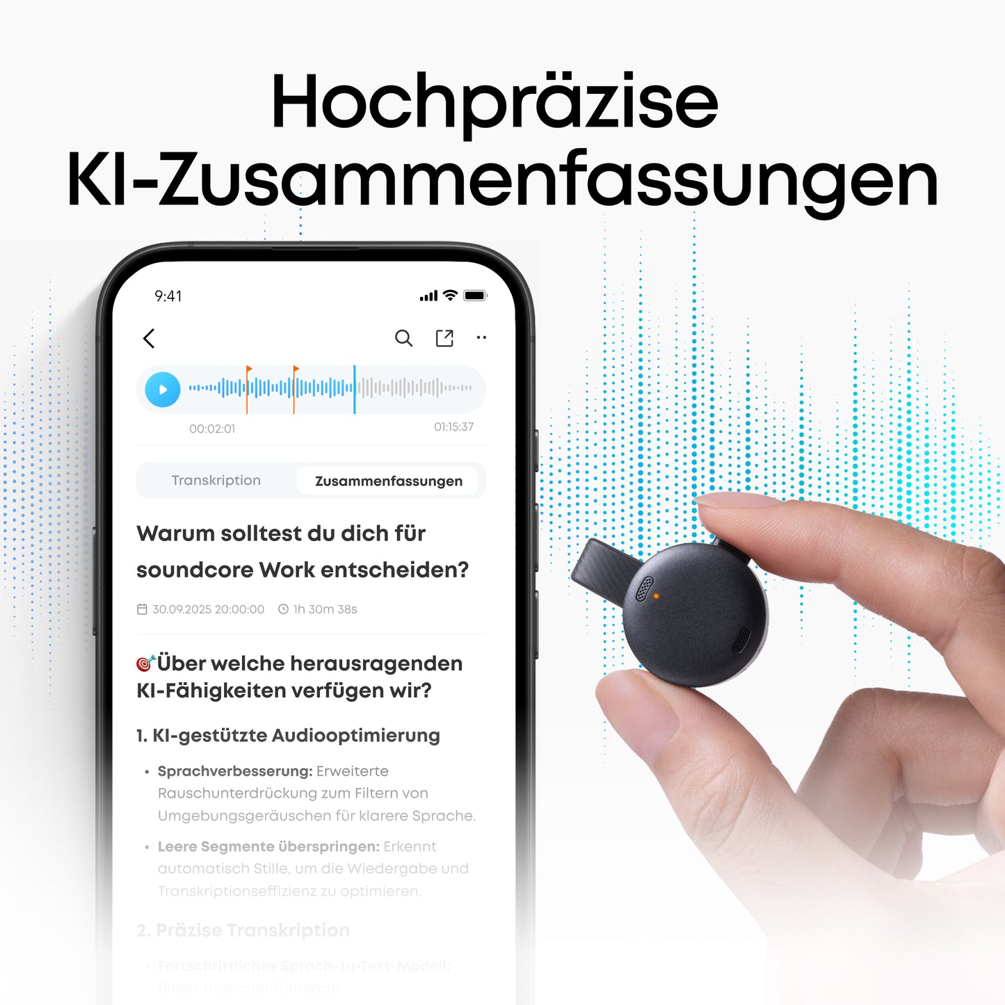 soundcore Work | Der erste KI-Sprachrekorder in Münzgröße
