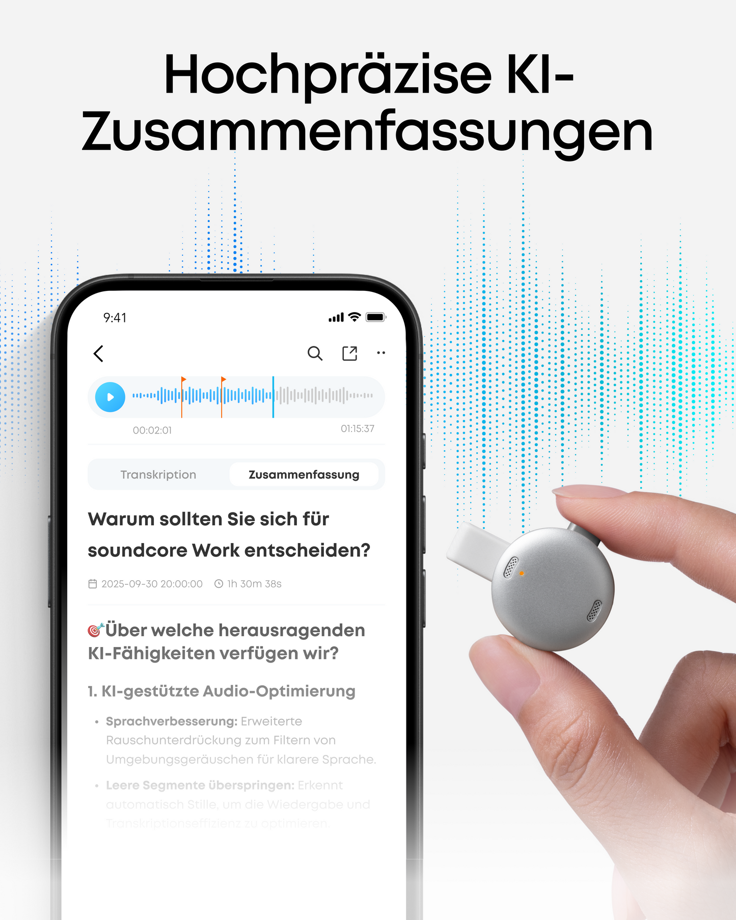 soundcore Work | Der erste KI-Sprachrecorder in Münzgröße