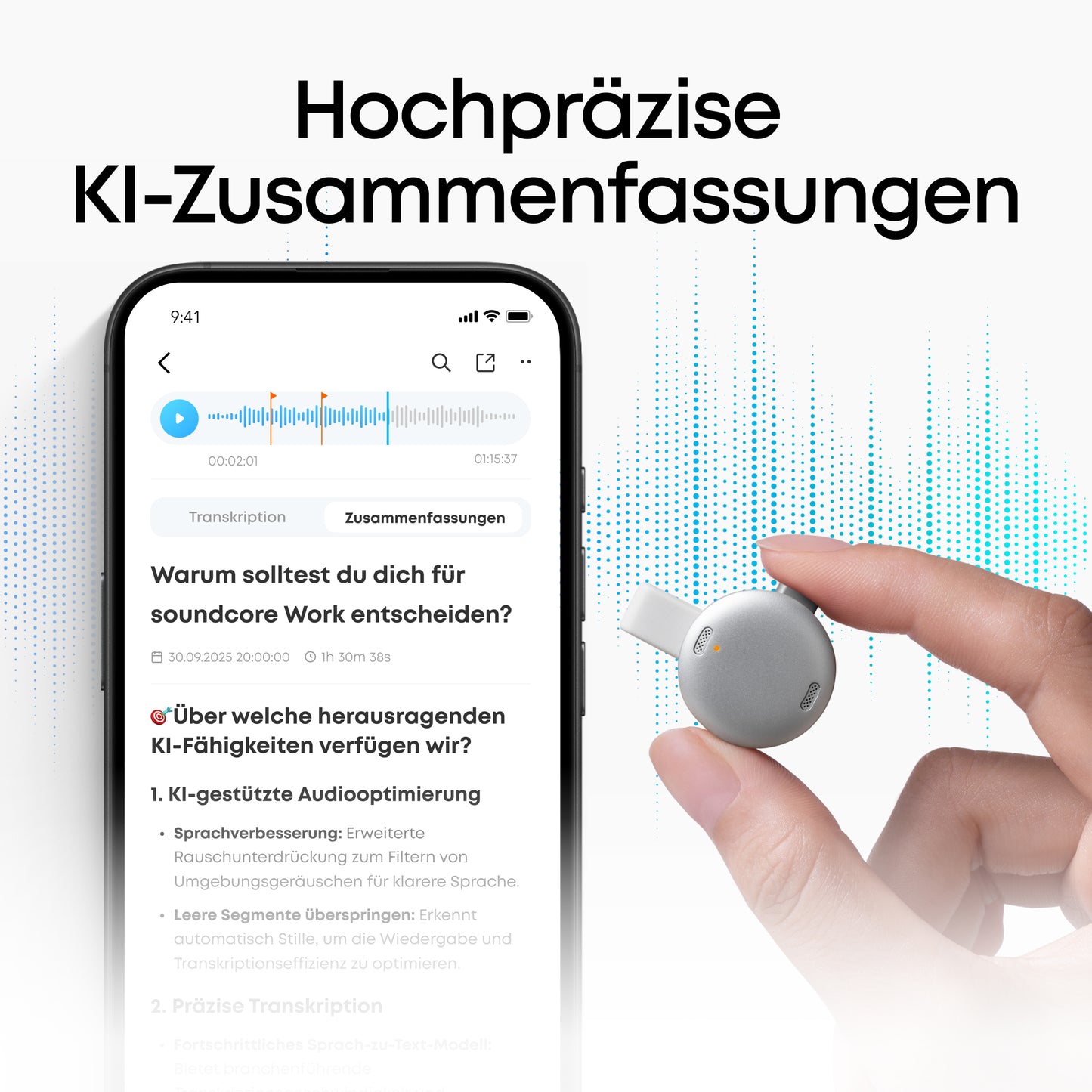 soundcore Work | Der erste KI-Sprachrekorder in Münzgröße
