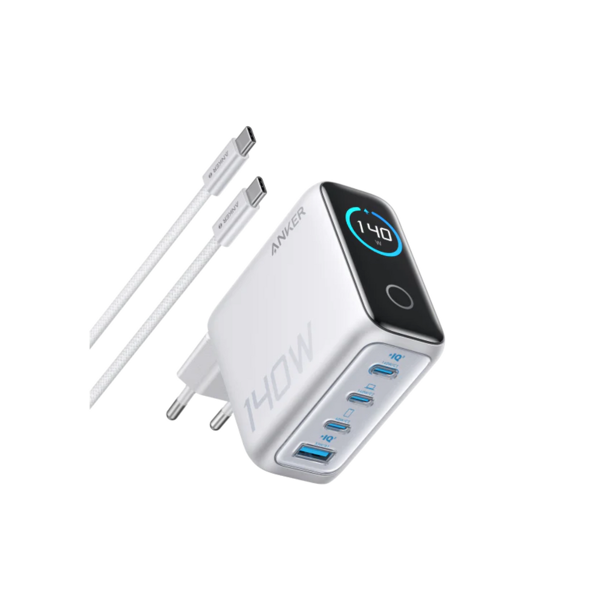 Anker Ladegerät (140W, 4-Port, PD 3.1) mit USB-C Kabel